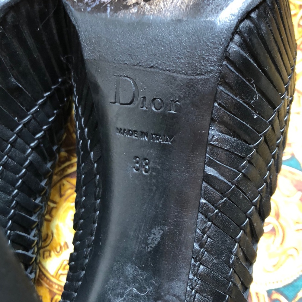Dior Black Woven Leather High Heel Pumps - Picture 5 of 8